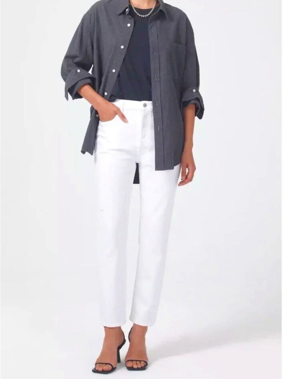 Citizens Of Humanity White High-Rise Straight-Leg Jeans